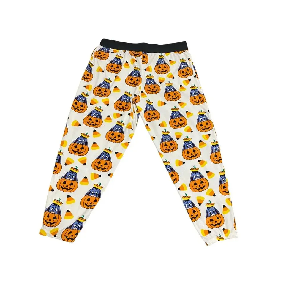 Disney Halloween Lounge Pants Size L White Orange Eeyore Pumpkin Winnie the Pooh - Picture 15 of 16